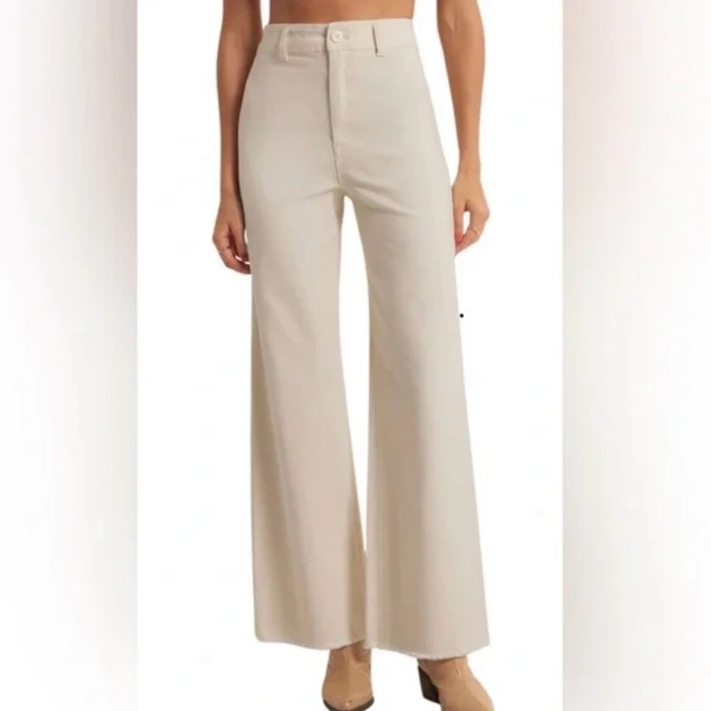 Z Supply Cream Twill Wide Leg Jeans